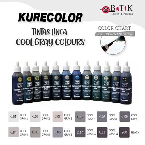Kurecolor Tinta Línea: Cool Gray Colours (grises fríos y negro)