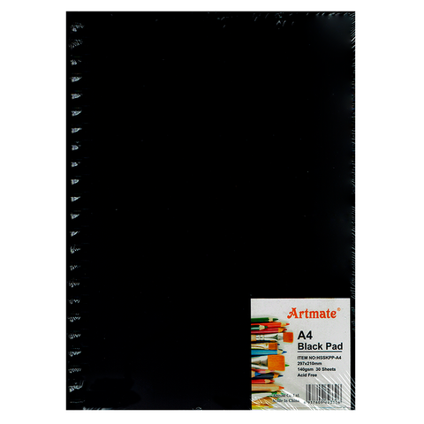 Block Artmate Hojas Negras (140gr) (21x29,7cm) HSSKPP-A4 Black Pad Espiral