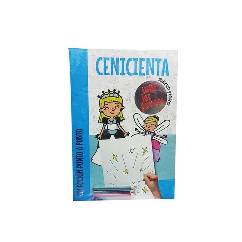 Libro Infantil Clásicos Punto a Punto para Colorear + Stickers Cenicienta