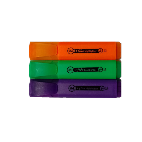    Promoción Resaltadores Ibi Chato Fluo x3 (Verde-Naranja-Violeta)