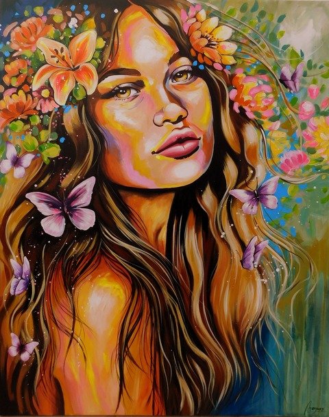 Cuadro Mujer - Primavera - 100 x 80 cm 
