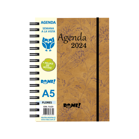 Agenda Rome 2024 A5 Semanal Flores
